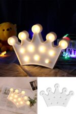 BUFFER® 3D Dekoratif Pilli Kraliçe Tacı Model Led Masa ve Gece Lambası - Görsel 5