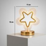 BUFFER® İçi Boş Yıldız Şeklinde Kristal LED Masa Lambası – Dokunmatik, 3 Renk Işık Modlu, Şarjlı Mini Dekoratif Gece Lambası - Görsel 5