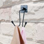 BUFFER® Kendiliğinden Yapışkanlı Siyah Paslanmaz Metal Bornoz ve Havlu Askılığı - Görsel 3