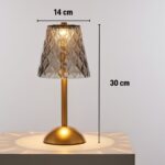 BUFFER® Uzun Klasik Gri Baklava Model LED Masa Lambası – Dokunmatik, 3 Renk Işık Modlu, Şarjlı Dekoratif Gece Lambası - Görsel 5