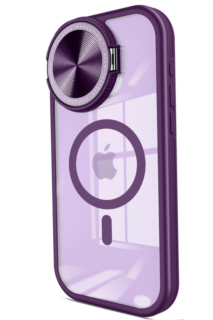 Mey İthalat®  iPhone 15 Pro Max Kılıf Teleskop Lens Magsafe Silikon Kapak - Derin Mor