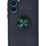 Mey İthalat®  Samsung Galaxy A25 5G Kılıf Montreal Yüzüklü Silikon Kapak - Yeşil
