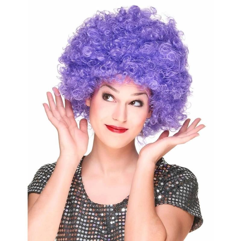 Mey İthalat® Mor Renk Kıvırcık Afro Bonus Peruk Parti Peruğu