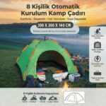 BUFFER® 8 Kişilik Otomatik Kurulum Kamp Çadırı – Outdoor , Suya Dayanıklı Hızlı Kurulum Piknik ve Doğa İçin Geniş Aile Çadırı 250x250x165 cm - Görsel 4