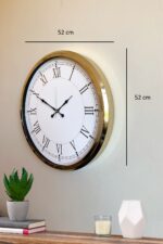 İhtişamlı Gold 52 Cm Metal Roma Rakamlı Lüks Duvar Saati - Görsel 4