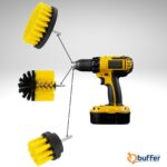 BUFFER® 3lü Matkap Ucu Banyo Küvet Duşakabin Araba Tekerliği Koltuk Yıkama Temizleme Fırçası Seti - Görsel 2