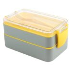 BUFFER® 2 Bölmeli Çok Amaçlı 900 ml Kapasiteli Çatal Kaşıklı Dayanıklı Beslenme Kabı Yiyecek Kutusu - Görsel 2