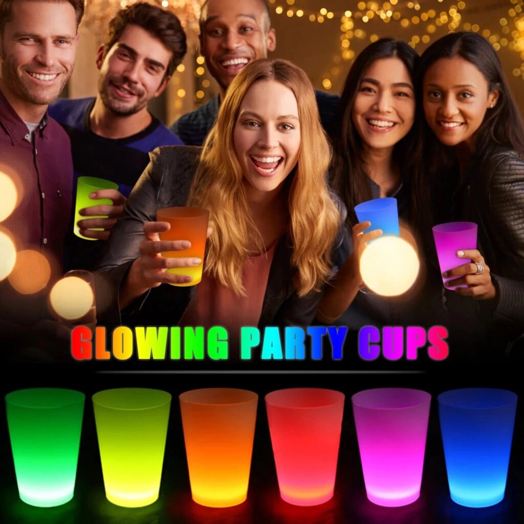 Mey İthalat® Glow Partisi Bardakları 6 Renk 6 Adet 1.5 oz 4.5 x 6.5 cm