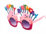 Mey İthalat® Happy Birthday Yazılı Pembe Fuşya Renk Pembe Pastalı Parti Gözlüğü 12x7 cm