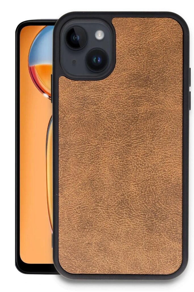 Mey İthalat®  iPhone 15 Kılıf Aras Deri Kapak - Taba