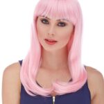Mey İthalat® Soft Pembe Renk Uzun Düz Parti Peruğu