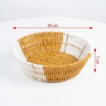 BUFFER® Yuvarlak Çift Renkli Plastik Rattan Ekmek ve Meyve Sepeti - Çok Amaçlı Banyo ve Mutfak Düzenleyici - Yıkanabilir Tezgâh Üstü Organizer - Görsel 5