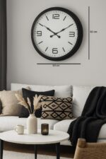 60 cm Siyah Metal Dizayn Duvar Saati - Görsel 3
