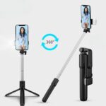 BUFFER® Kendiliğinden LED Işıklı Kumandalı Uzayabilen Selfie Çubuğu,Masa Üstü Tripod - Görsel 4