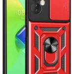 Mey İthalat®  İnfinix Hot 30 4G Kılıf Pars Lens Yüzüklü Silikon - Kırmızı