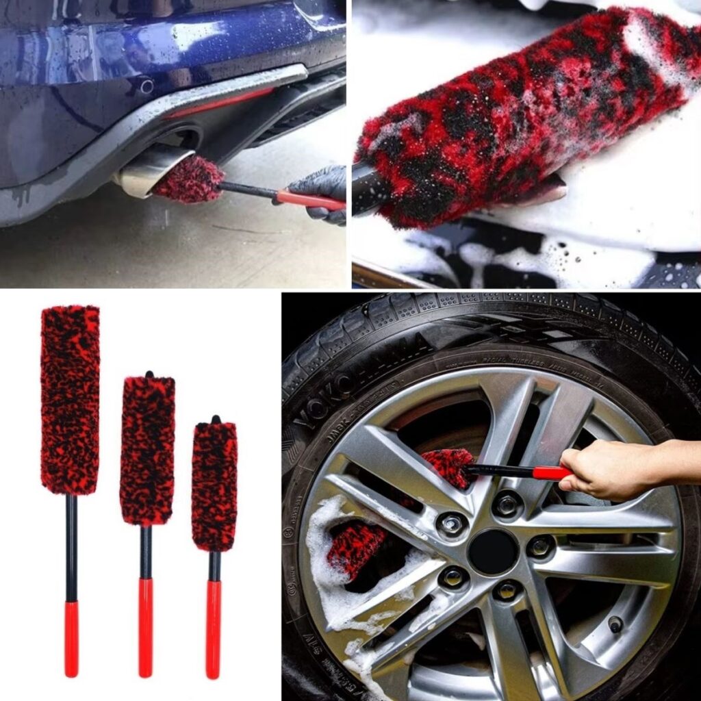 BUFFER® 3lü Bükülebilen Peluş Detaylı Temizlik İçin Oto Jant