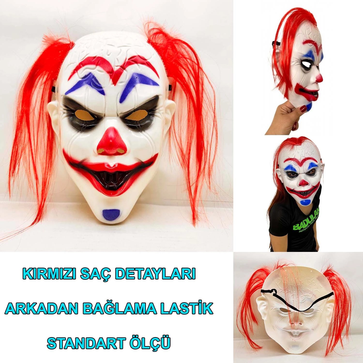 Mey İthalat® Kızıl Saçlı Joker Palyaço Maskesi Mey İthalat® Kızıl Saçlı Joker Palyaço Maskesi