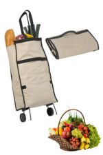 BUFFER® Katlanabilir Tekerlekli Market Çantası,Çok Amaçlı Pazar Arabası,Portatif Alışveriş Bez Torbası - Görsel 6