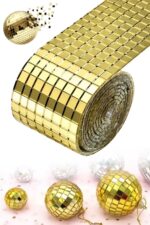 BUFFER®1 Metre Uzunluğunda Gold Renk Aynalı Mozaik Taşlı Dekor Bandı 4 cm x 1 mt - Görsel 6