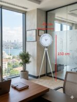 Beyaz 24 Saat Göstergeli Tripod Ayaklı Saat - Görsel 4