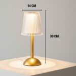 BUFFER® Uzun Klasik Çizgili Model LED Masa Lambası – Dokunmatik, 3 Renk Işık Modlu, Şarjlı Dekoratif Gece Lambası - Görsel 5