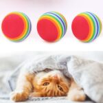 Buffer® 3lü Gökkuşağı Sünger Kedi Köpek Çiğneme Oyun Topu 4,2 cm - Görsel 5