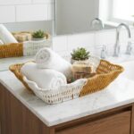 BUFFER® Dikdörtgen Çift Renkli Plastik Rattan Ekmek ve Meyve Sepeti - Çok Amaçlı Banyo ve Mutfak Düzenleyici - Yıkanabilir Tezgâh Üstü Organizer - Görsel 2