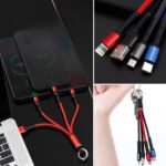 BUFFER® Işıklı Anahtarlık Model 3 in 1 USB Çıkışlı MİKRO,TYPE-C ve İphone Uyumlu Şarj Kablosu - Görsel 4