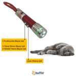 BUFFER®  3 Fonksiyonlu Kırmızı Beyaz Işıklı Led Lazer Kedi Köpek Oyuncak Anahtarlık - Görsel 6