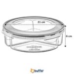 BUFFER® 3 Bölmeli Sızdırmaz Contalı Kilitli Kapaklı 1,35 Litre yuvarlak Erzak Saklama Kabı LC-500 - Görsel 3