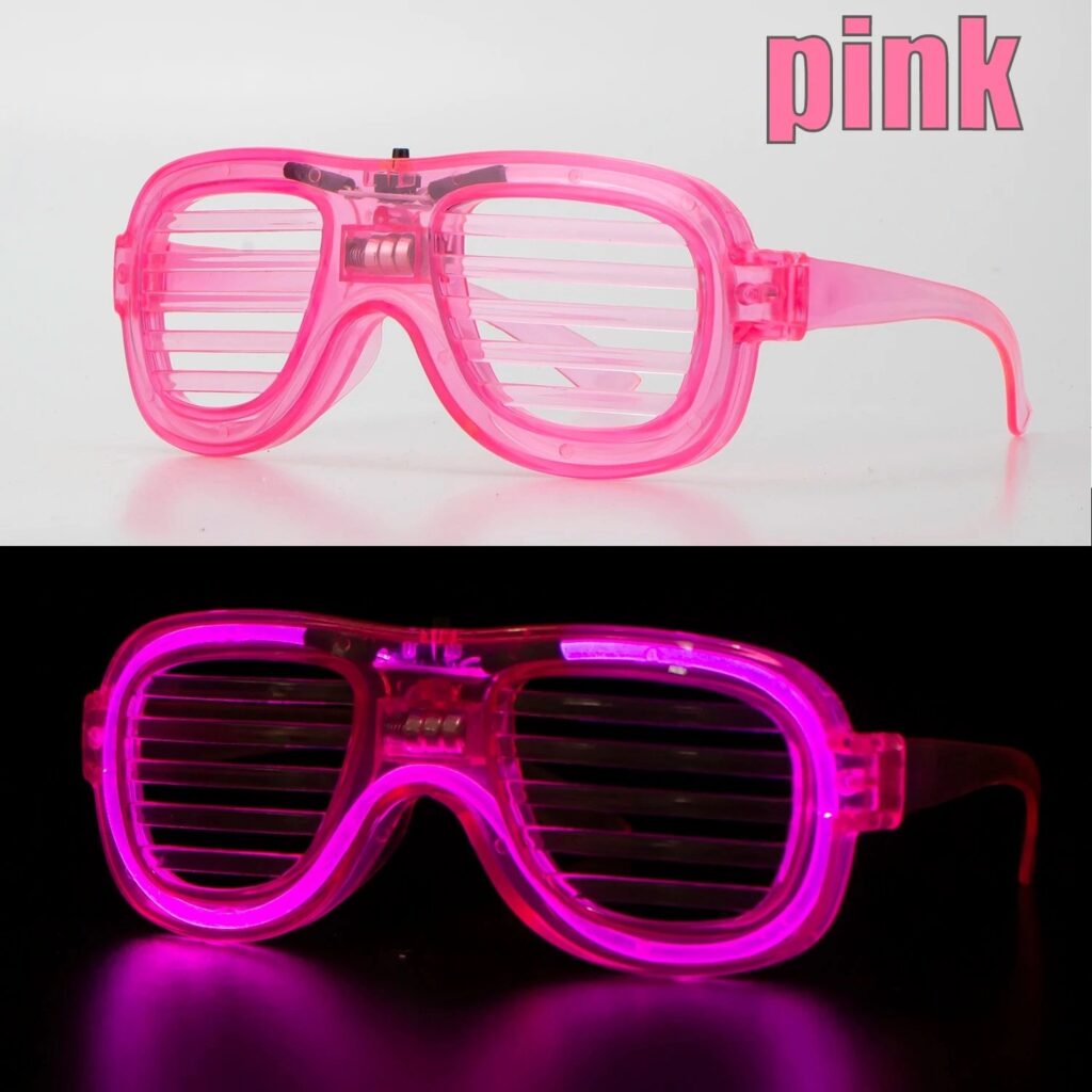 Mey İthalat® Pembe Led Işıklı Parti Gözlüğü - Neon Glow Şerit Gözlük 3 Modlu