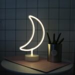 BUFFER® Dekoratif Pilli Ay Tasarımlı 3D Neon Led Masa Ve Gece Lambası - Görsel 5