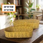 BUFFER® 2’li Duvar Askılı Plastik Rattan Organizer – Oval Hasır Görünümlü Mutfak Raf Sepeti, Banyo ve Ev İçi Düzenleme Ünitesi - Görsel 5