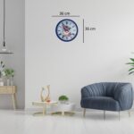 Lacivert Çiçek Desenli 36 Cm Duvar Saati - Görsel 4