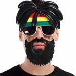 Mey İthalat® Rasta Peruklu Rasta Sakallı Bob Marley Bıyıklı Parti Gözlüğü 27x18 cm