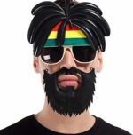 Mey İthalat® Rasta Peruklu Rasta Sakallı Bob Marley Bıyıklı Parti Gözlüğü 27x18 cm