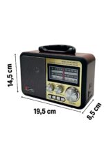 BUFFER® Orta Boy Retro, Nostaljik, Ahşap Tasarım Bluetooth Hoparlörlü, Şarjlı, Taşınabilir FM/AM Destekli Radyo NS-8897 - Görsel 8