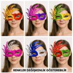 Mey İthalat® 6’lı Çift Renkli Venedik Karton Parti Maskesi Seti