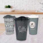 BUFFER® 3 Adet Kahve Bardağı Seti Dekoratif Plastik Kahve Muhafaza Bardağı - Görsel 3