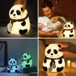 5 Farklı Renk Modlu Panda Figürlü Pofuduk LED Gece Lambası–Yumuşak Dokulu Çocuk Odası ve Dekoratif Şarjlı Ortam Işığı - Görsel 5