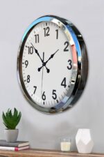 Krom Şıklık 52 Cm Metal Modern Duvar Saat - Görsel 2