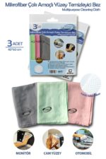 BUFFER® İz Bırakmayan Mikrofiber Temizlik Bezi 3'lü Set Cam ve Ayna Silme Toz Alma Temizlik Bezi - Görsel 6