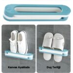 BUFFER® Plastik Banyo Terlik Ve Havlu Tutucu Portatif Pratik  Kapı Arkası Duvara Yapıştırmalı  Ayakk