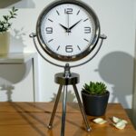 Elegance Krom Tripod Üç Ayaklı Metal Masa Saati
