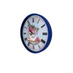 Lacivert Çiçek Desenli 36 Cm Duvar Saati - Görsel 3