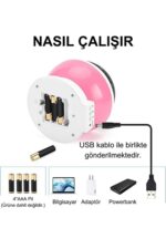 Ay ve Yıldızlı Gökyüzü Yansıtmalı Dönen Projeksiyon Gece Lambası- Çocuk Bebek Odası Pembe - Görsel 2