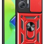 Mey İthalat®  İnfinix Hot 30 5G Kılıf Pars Lens Yüzüklü Silikon - Kırmızı