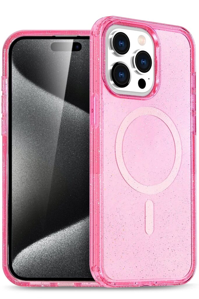 Mey İthalat®  iPhone 15 Pro Max Kılıf Star Magsafe Kapak - Pembe