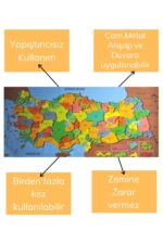 BUFFER® Renkli Türkiye Haritası Manyetik Yapıştırıcı Gerektirmeyen Duvar Stickerı 118 CM * 56 CM - Görsel 7