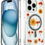 Mey İthalat®  iPhone 15 Pro Kılıf Daisy Simli Magsafe Kapak - Siyah